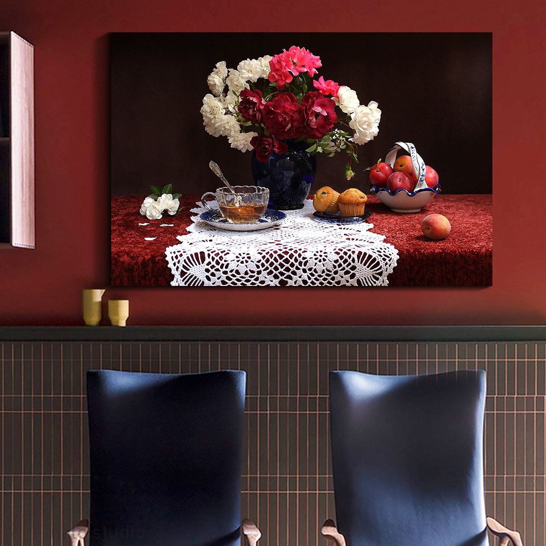 Ebern Designs Kiniah Elegant Dining Table On Canvas Painting | Wayfair